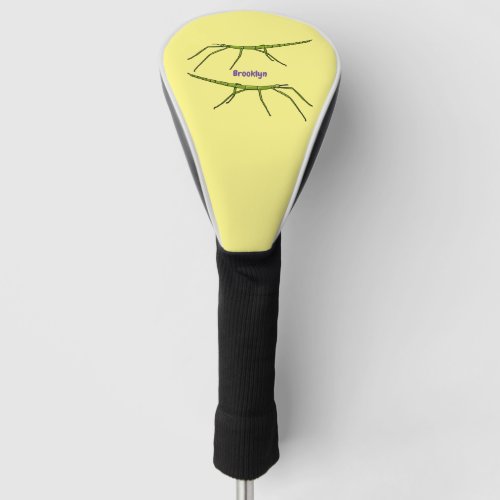 Cute green stick insects with happy faces cartoon golf head cover