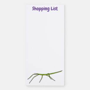 Cute green stick insects with happy faces cartoon magnetic notepad
