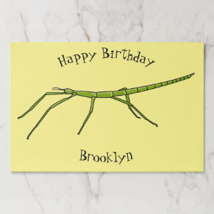 Cute green stick insects with happy faces cartoon  paper pad