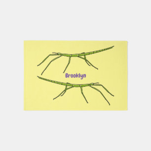 Cute green stick insects with happy faces cartoon rug