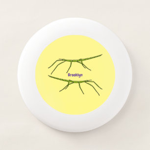 Cute green stick insects with happy faces cartoon Wham-O frisbee