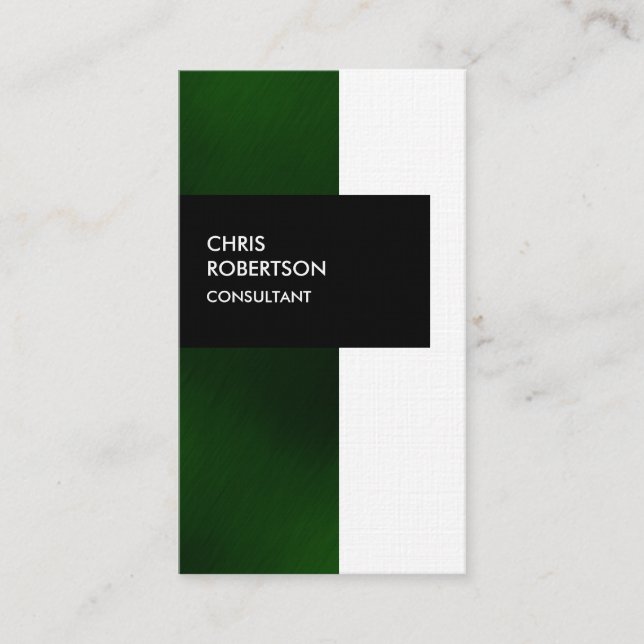 Cute Green Stripe Linen Clean Business Card (Front)