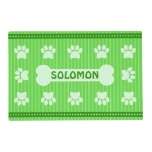 Cute Green Stripes Bone And Paws Dog Mat at Zazzle