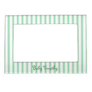 Cute Green Stripes Magnetic Photo Frame