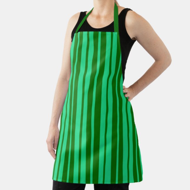 Cute Green Stylish Stripes Pattern Design  Apron (Creator Uploaded)
