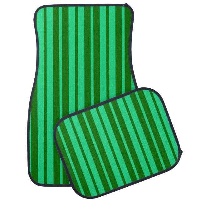 Cute Green Stylish Stripes Pattern Design  Car Floor Mat (Set)