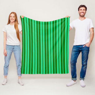 Cute Green Stylish Stripes Pattern Design Fleece Blanket