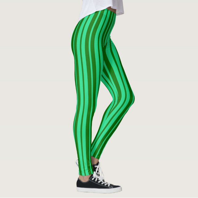 Cute Green Stylish Stripes Pattern Design  Leggings (Creator Uploaded)