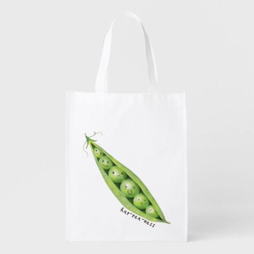 Cute Green Sweet Peas Hap_pea_ness Grocery Bag