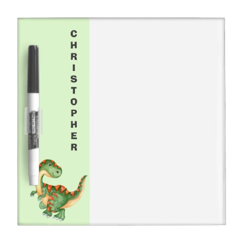 Cute Green T_Rex Dinosaur Boys Dry Erase Board