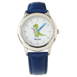 Cute green t-rex dinosaur kids watch