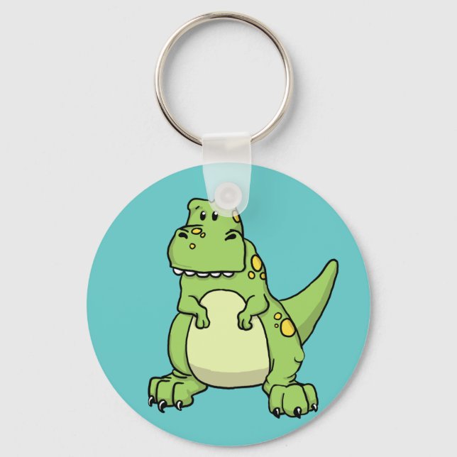 Cute Green T-Rex Keychain (Front)