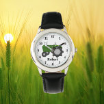 Cute Green Tractor Add Name Boys Watch at Zazzle