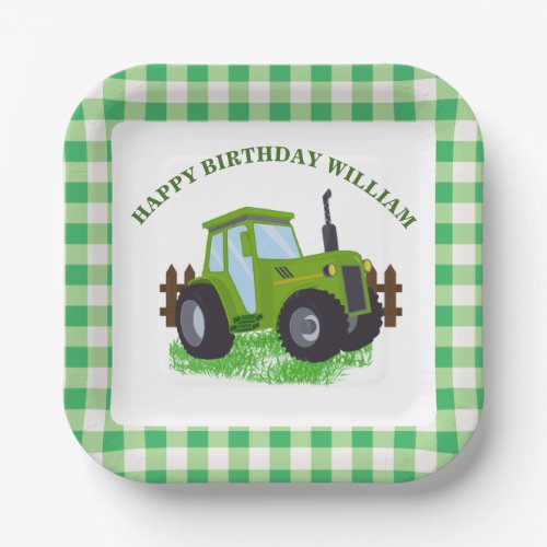 Cute Green Tractor Birthday Party  Paper Plates