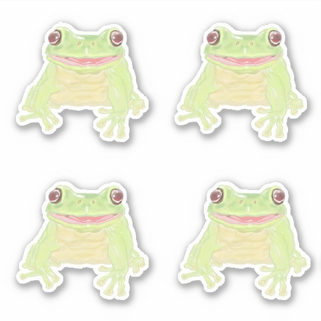 Cute Green Tree Frog - 4x custom cut sticker. Sticker (Front)