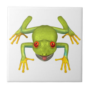 Cute Green Tree Frog Ceramic Tile