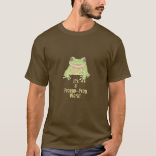 Cute Green Tree Frog - Froggy-Frog World text. T-Shirt