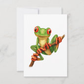 Cute Green Tree Frog on a Branch (Front)