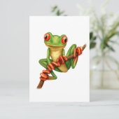 Cute Green Tree Frog on a Branch (Standing Front)