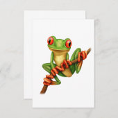 Cute Green Tree Frog on a Branch (Front/Back)