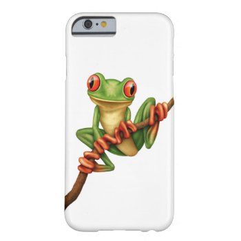 Cute Green Tree Frog On A Branch On White Barely There Iphone 6 Case by crazycreatures at Zazzle