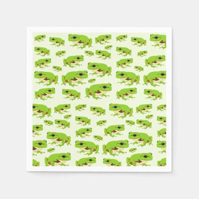 Cute Green Tree Frog Pattern  Napkins (Front)