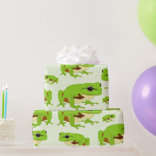 Cute Green Tree Frog Pattern  Wrapping Paper