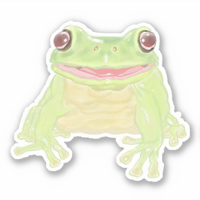 Cute Green Tree Frog - single custom cut sticker. Sticker (Front)