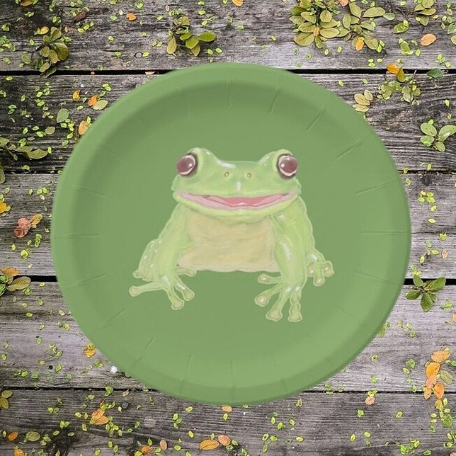 Cute Green Tree Frog - single transparent.  Paper Plates (Creator Uploaded)