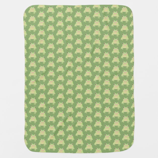 Cute Green Tree Frog - transp pattern. Baby Blanket (Front)