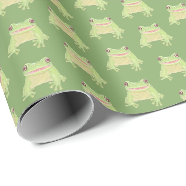 Cute Green Tree Frog - transp pattern.    Wrapping Paper (Roll Corner)