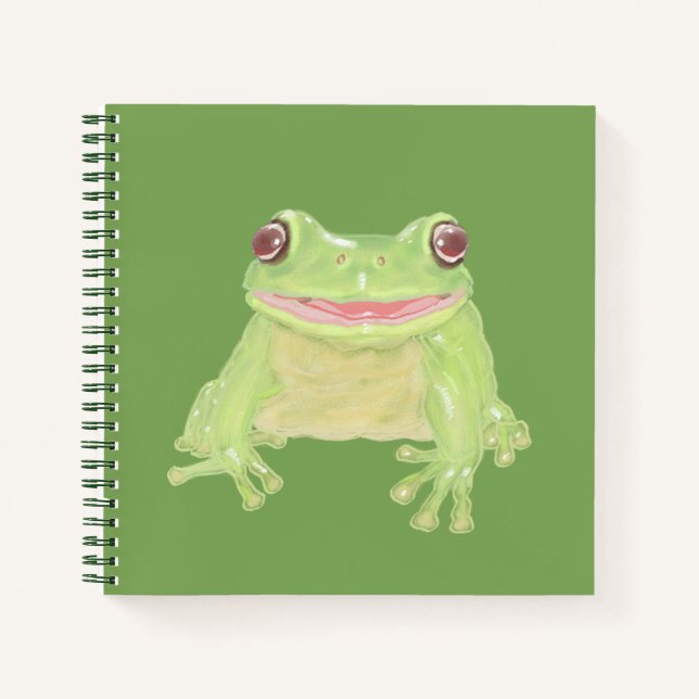 Cute Green Tree Frog - transparent.  Notebook (Front)