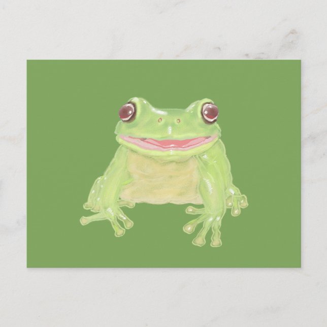 Cute Green Tree Frog - transparent. Postcard (Front)