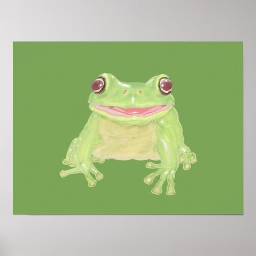 Cute Green Tree Frog _ transparent  Poster