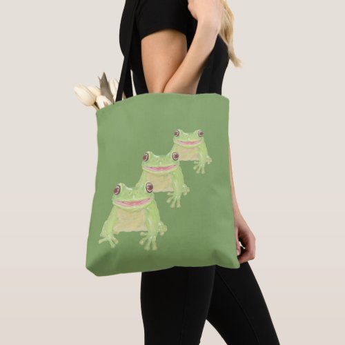 Cute Green Tree Frog _ transparent   Tote Bag