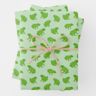 Cute Green Tree Frogs Hand-Drawn Doodle Art  Wrapping Paper Sheets