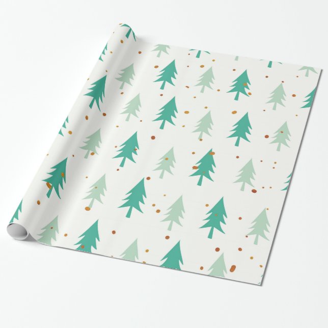 Cute Green Trees Wrapping Paper (Unrolled)