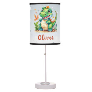 Cute Green Trex Dinosaur Personalized Table Lamp