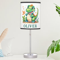 Cute Green Trex Dinosaur Personalized Table Lamp