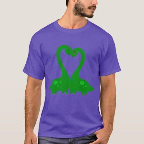 Cute Green Trex Dinosaurs In Love T_Shirt
