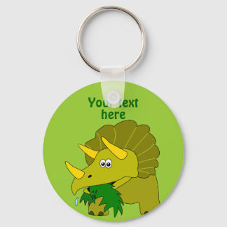 Cute Green Triceratops Cartoon Dinosaur Keychain