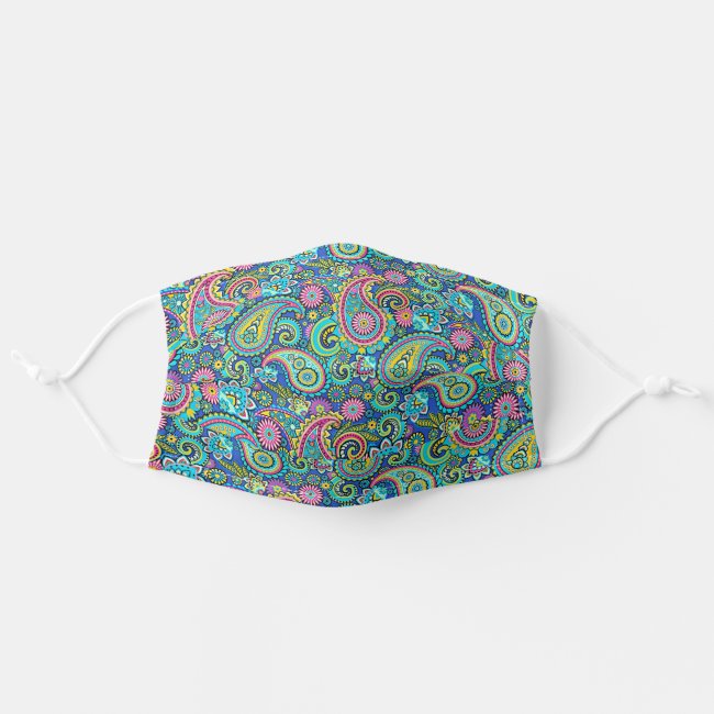 Cute Green Turquoise Blue Pink Floral Paisley Adult Cloth Face Mask