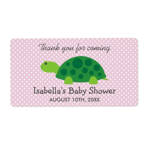 Cute green turtle baby shower water bottle sticker