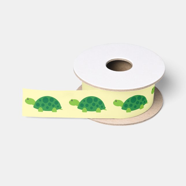 Cute green turtle boy or girl baby shower ribbon (Spool)