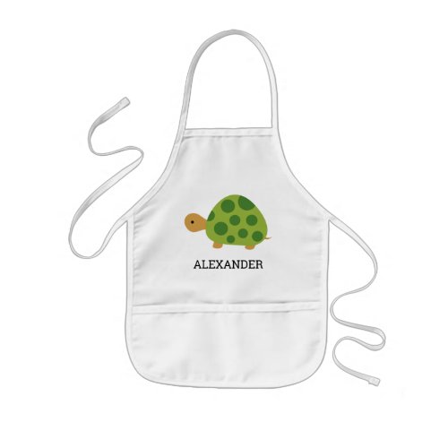 Cute Green Turtle Personalized Kids Apron