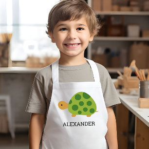 Cute Green Turtle Personalized Kids' Apron