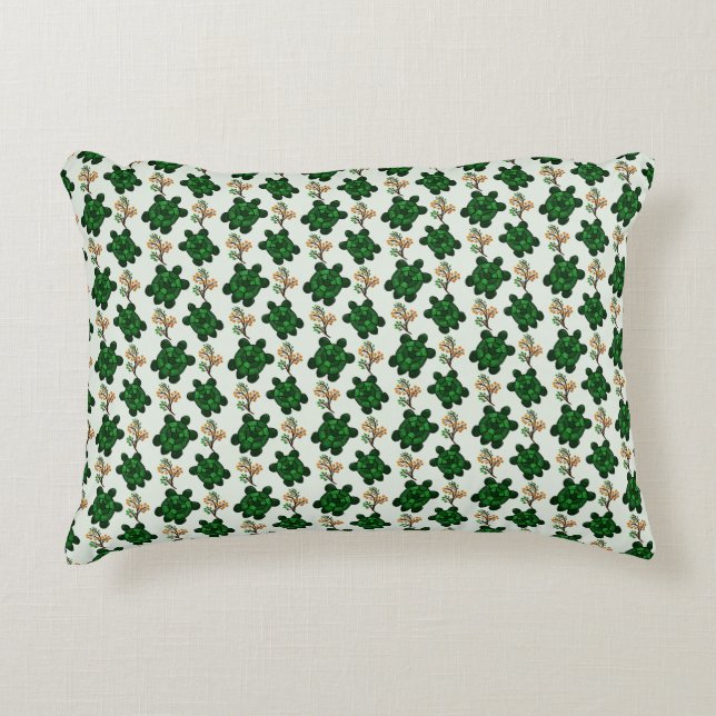 Cute Green Turtle Seamless Pattern | turtle  Accent Pillow (Front)