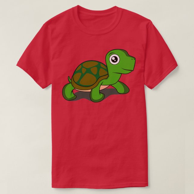 Cute Green Turtle T-Shirt (Design Front)