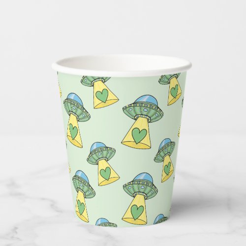 Cute Green UFO Pattern Paper Cups