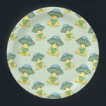 Cute Green UFO Pattern Paper Plates<br><div class="desc">Greetings,  Earthlings! Plan an out-of-this-world alien-themed birthday with this Cute Green UFO Pattern Paper Plate. The design features a digital illustration of a green and blue UFO that is beaming up a green heart. It is perfect for a party celebrating the spaceship lover in your life.</div>